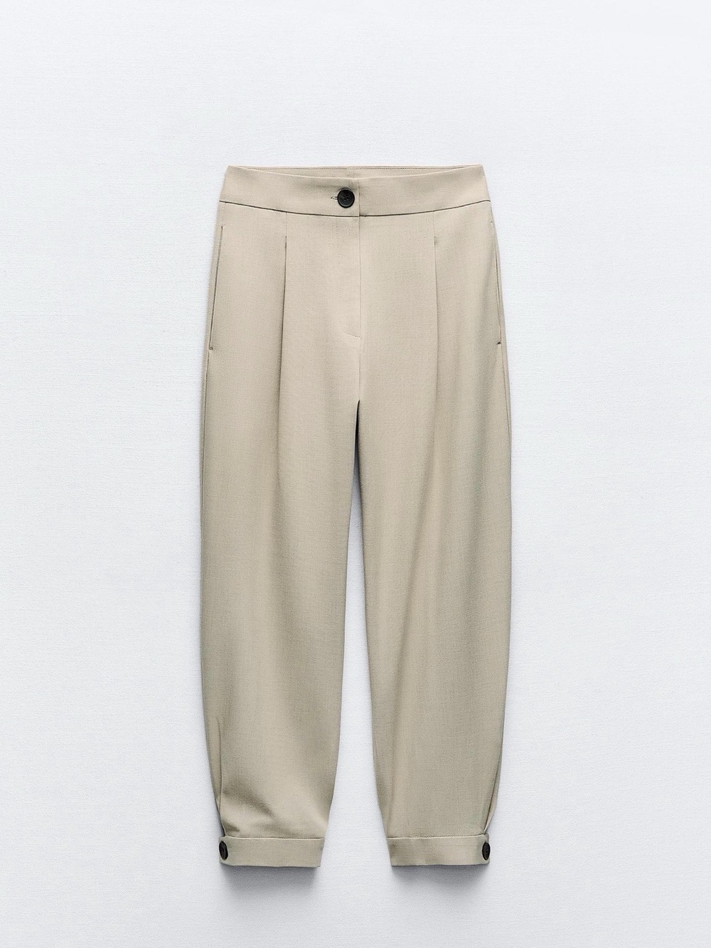 Zara Beige Cropped Tapered Pants